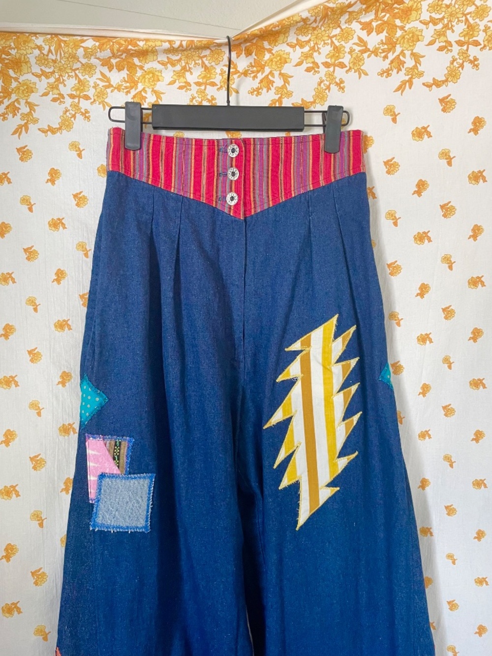Upcycled Noah’s Flood Patchwork Pull On Jeans - Picture 5 of 8